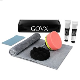 GOVX Polierset für Deine Kratzer entfernen am Auto Motorrad mit der Kraft deines Bohrers/Akkuschraubers als Kratzerentferner inkl. Polierpaste| Autopolitur| Polierpad| Polierschwamm| Polieraufsatz