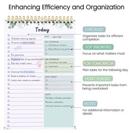 To Do List Notepad - To Do List Notebook for Work with 52 Sheets, Undated Daily Planner Perfect for Enhanced Productivity and Goal Achievement - Serene