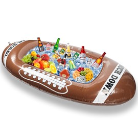 Drinks Holder Floating Inflatable Cup Holder, 2 in 1 Inflatable Tray, Inflatable Ice Bucket, Large Capacity, Rugby Design, for Pool, Beach, Picnic, Camping, Rugby Party