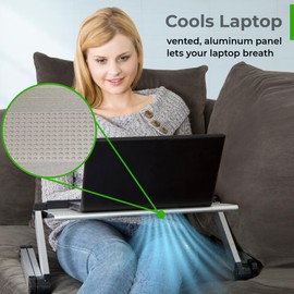 Uncaged Ergonomics WorkEZ Executive Adjustable Laptop Stand for Desk, Adjustable Height Foldable Aluminum Computer Stand, Cooling Laptop Holder, Notebook Computer Riser for Desk, Silver