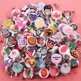 KAGNAL 10Pcs Random Nurse Badge Reel Cute Retractable Badge Holder with Clip Nursing Name Card Holder for Nurse Nursing Student Doctor Teacher Medical Assistant Office Worker (10pcs - Random Color)