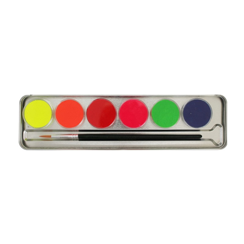 Eulenspiegel Make-Up Palette Metal with 1 Brush and 6 Neon