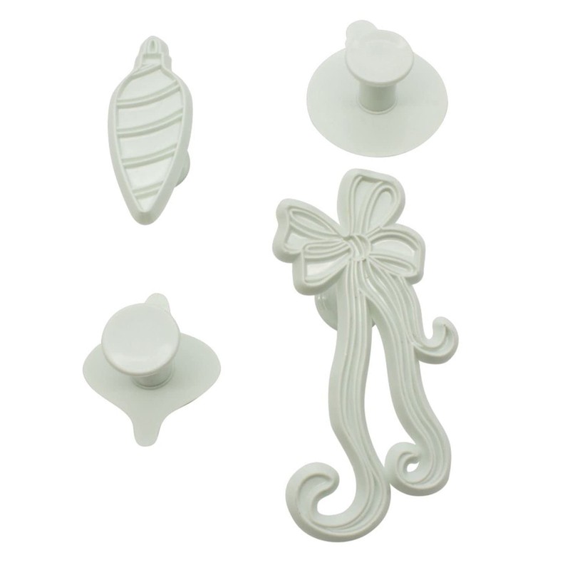 Yolli Christmas Baubles and Ribbon/Bow Fondant Cutter Set - 1