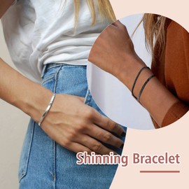 FindChic Stainless Steel Snake Bracelet 3 mm/5 mm Wide Silver/Gold-Plated/Black/Rose Gold with Gift Box for Men and Women, Stainless Steel