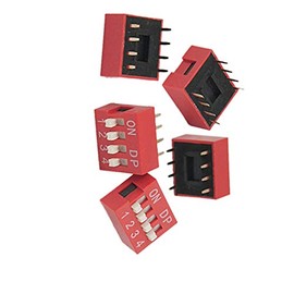 5 Pcs DIP Switches 4 Ways 8 Pin Gold Tone Plate Contacts Red Slide Type SPST DIP Switches DIP Switch replacement parts
