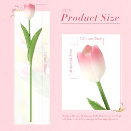 Geosar 40 Pcs Tulips Artificial Bulk Easter Tulips Faux Tulips Spring Bouquet 14 Inch PU Faux Tulip Stems for Home Vase Mother's Day Office Decor Floral Arrangements Wedding Bouquet(Pink)