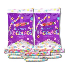 Smarties Candy Necklace - Individually Wrapped Fruit Flavored Hard Candy on Stretch String - Perfect Party Favors - 4 Necklaces Per Bag - Pack of 2, 2.9 Ounce Bags By Lyza's Sweet's & Treats