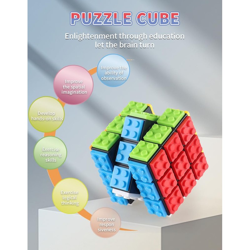 Findbetter Building Blocks Cube Building Blocks Removable Surface Color Blocks