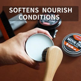 WERNMIND Mink Oil Black Shoe Polish Kit Boot Conditoner Care Wax Shoe Shine Kit Leather Clearner for Men Women