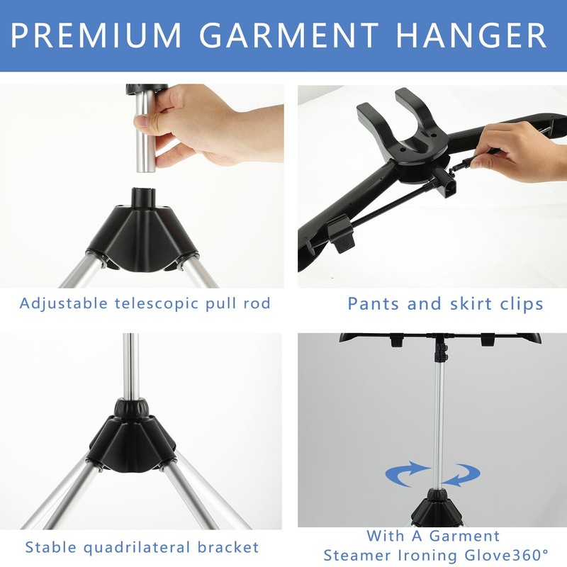 32-63 Inch Garment Steamer Rack & Garment Ironing Glove for