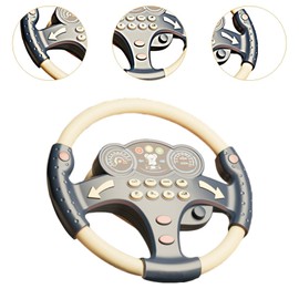 Dickly Simulation Steering Wheel Toy Musical Activity Early Learning Party Favor Car Driving Simulated Toy for Kids Birthday Gift , blue