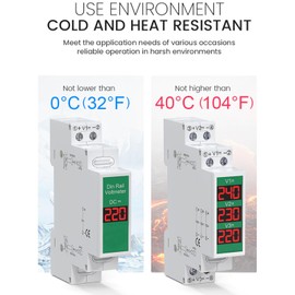 DIN Rail Voltmeter 3 Display Digits Voltage Meter LCD Digital Display DC 11V to 310V Voltage Range with Switch Output Function Din Rail Mount Voltage Meter
