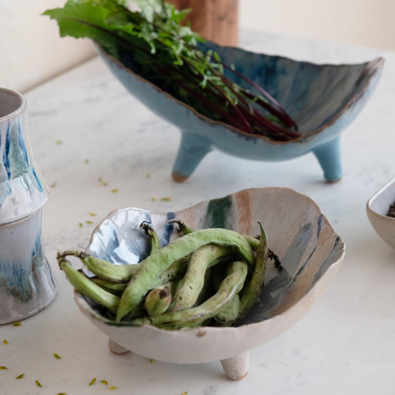 Bloomingville Organic Spectrum Stoneware Footed Bowl, Multicolor