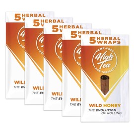 High Tea Wraps WILD HONEY Flavor 25 Natural Herbal Wraps Total (5 Pouches)
