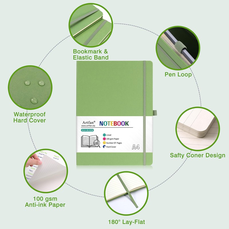 A4 Notebook - Notebook A4 with Premium Paper, Faux Leather