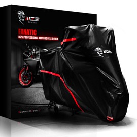 MZS Motorcycle Cover - All Season Weather Outdoor Waterproof 210D Oxford Protection fits up to 116 inch XXXL Compatible Cruiser Touring Goldwing Victory - Tear Proof Night Reflective Lock-Holes Vents