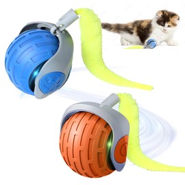 Pelota rodante interactiva para Perros, Pelota interactiva rodante automática, Juguete Interactivo Inteligente para Perros, Pelota eléctrica de Juguete para Perros y Gatos Recargable Blue+Orange