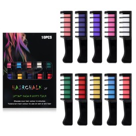 Festive Fun Hair Chalk CombsInstant Hair Color Comb,Washable & Temporary Hair Color Dye for All Ages, Hair DIY Perfect for Birthday Party Christmas Gifts New Year (10 Vibrant Colors)