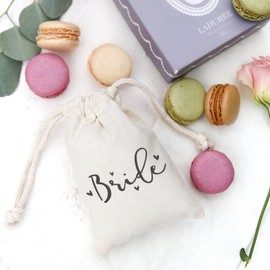 The Cotton & Canvas Co. Bride Wedding Party Favor Bags, Cookie, Candy and Treat Bag and Drawstring Pouch, 6-Pack