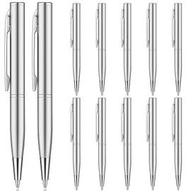 16 Pieces Mini Metal Pen Ball Point Pen Stainless Steel Pen with Copper Fittings Ballpoint Pen Small Personalized Pens for Signature Calligraphy Executive Business Passport (Silver)