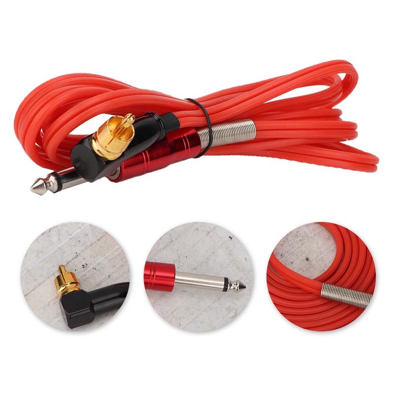 1.8m Soft Silicone Tattoo Right Angle RCA Connector Clip Cords