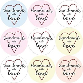144 Handmade with Love 30mm Stickers Glossy Home Crafting Labels