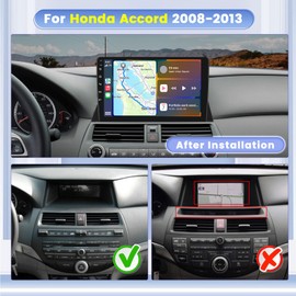 Hikity Android Car Stereo for 2008-2013 Honda Accord Radio, 8 Core 4+64GB 10.1 Inch IPS Touchscreen Car Radio with Wireless Carplay Android Auto 59UI GPS Navigation WiFi 32EQ DSP Backup Camrea