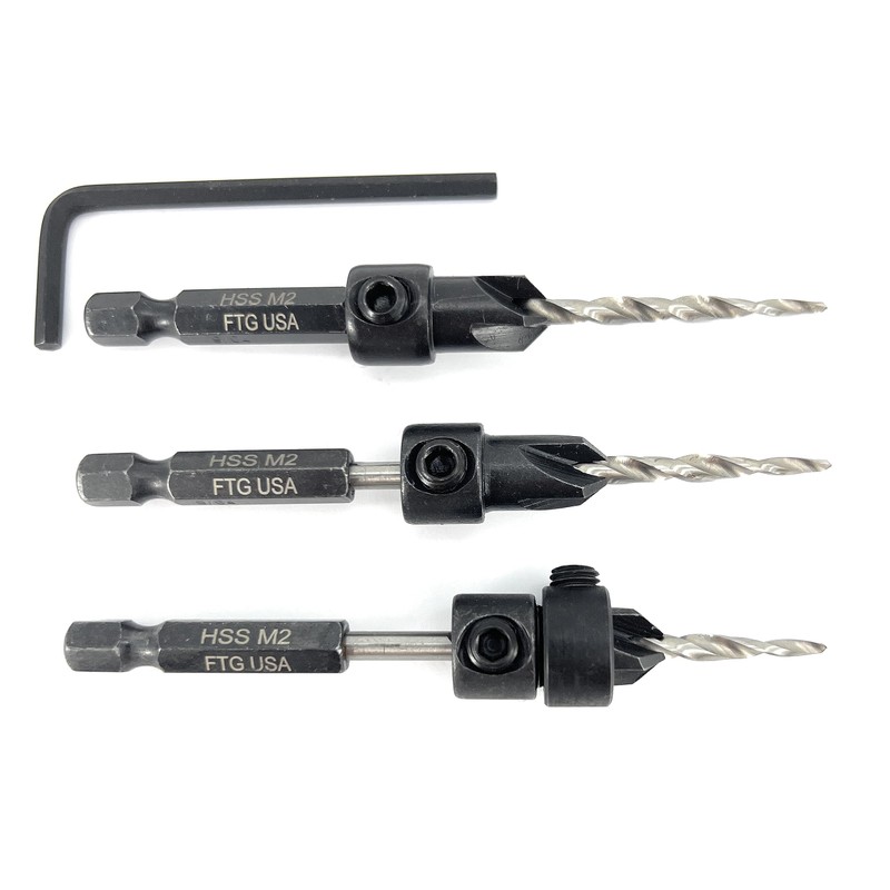 FTG USA Countersink Drill Bit Set for Wood with Tapered