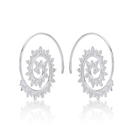 Diamond Treats Vintage Style 925 Sterling Silver Spiral Hoop Earrings. These intricate vintage style sterling silver hoop earrings are the perfect jewellery gift for women, Sterling Silver