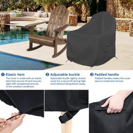 Adirondack Garden Chair Cover Protective Cover Rocking Chair Dust Protection 420D Durable Outdoor Cover with High Backrest, Waterproof and Weatherproof (82 x 87 x 97 cm)