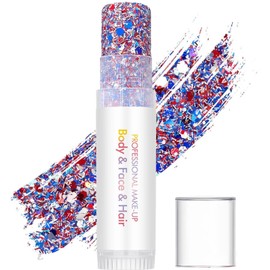 Barra Purpurina Maquillaje Brillo Patriótico Rojo, Y Azul Maquillaje Con Purpurina Para La Cara Para , Desfile, Concierto, Festival, Partido De Fútbol, Niños, Niñas Y Mujeres