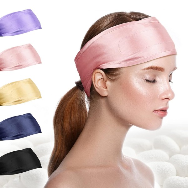FANTASTIC HOUSE Silk Spa Headbands for Washing Face, 100% Mulberry Silk Scarf for Hair Wrapping, Adjustable Ponytail, Face Wash, Headbands for Women and Girls for Sleep,