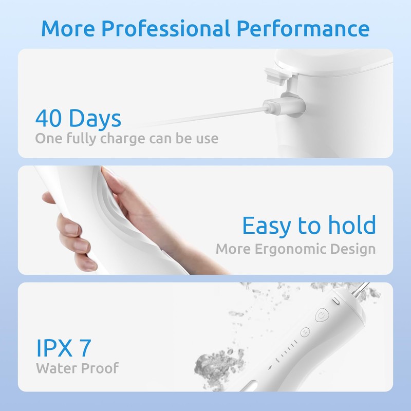 Water Flosser [Dental Cordless Portable] 6 Modes & IPX7 Waterproof