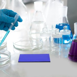 Cobalt Blue Glass Plate 5 x 10 cm - Chemistry Experiment Tool for Metal Ion Flame Dyeing, School Lessons and Laboratory Applications