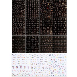 12 Golden Flower Nail Stickers, 3 Colorful Flower Nail Stickers, Spring Flower Nail Stickers, Cute Nail Art Accessories, DIY Nail Art Decoration, Nail Art Design Accessories