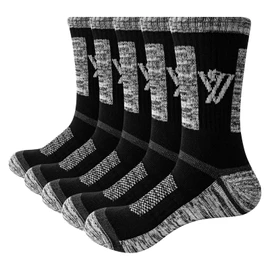 YUEVO SPORTS 5 Pairs Men's Hiking Boot Socks Cotton Cushioned Crew Socks Moisture Wicking Socks Breathable Thick Work Socks for Men Pack Size 9-11