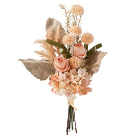 DEMIUKO Artificial Fake Flowers Plants, Silk Roses Flower Arrangements Faux Vintage Flowers Bouquet, Wedding Decorations Plastic Floral Centerpieces for Table Vase Home Kitchen Graves (Champagne)