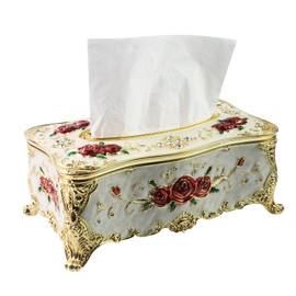 Geesatis Tissue Box Cover Tissue Box Holder Facial Tissue Paper Organizer Luxury Facial Napkin Holder for Home, 1 Pcs, White