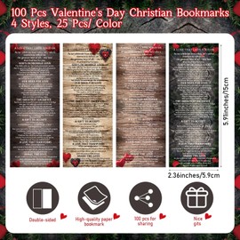 Skyygemm 100 Pcs Christian Valentine's Day Bookmarks Double Sided Jesus Loves You Design, Religious Gifts for Church Members, Pastors, Bible Study Groups, Family Gatherings