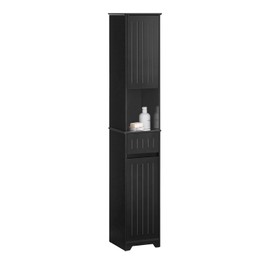SoBuy Bathroom Tall Storage Cabinet Slim Freestanding Storing Unit with Shelves Narrow Floor Standing Cupboard, Black BZR109-SCH