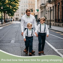 BEWDIO Paisley Sage Green Bow Ties for Men, Adjustable Pre-Tied Bowties for Mens Party Wedding (61-05L)