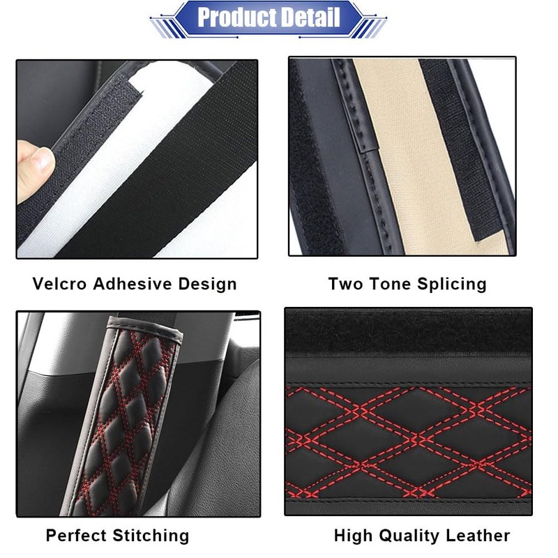 JDDRY 2PC Seat Belt Neck Protector,Car Seat Belt Covers Pads,Leather
