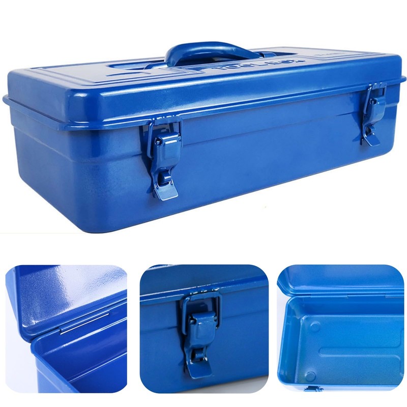 Acshio Portable Steel Tool Box, 16 Inch Metal Tool Organizer