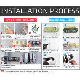 No Drill Manual Press Head Wall Mounted Soap Dispenser, Shower and Lotion Dispenser for Home, Bathroom, Kitchen, Hotels, Restaurants (White, 1500ml)