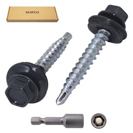 SKIR'CO Pack of 140 Sheet Metal Roofing Screws 4.8 x 35 mm Painted, Self-Drilling Screws with EPDM Washers, Sheet Metal Hex Screw (Anthracite Grey RAL 7016)