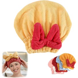 Genérico 2026 Nueva Toalla de Microfibra para El Cabello para Mujeres, Toallas para El Cabello Mojado con Lazo Suave para Accesorios de Mujer. (Amarillo)
