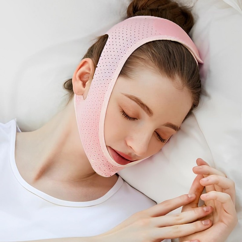ZKGYUS Wiederverwendbare V-Linienmaske,V-Linien-Lifting-Maske, Gesichtslifting-Bandag,Rosa