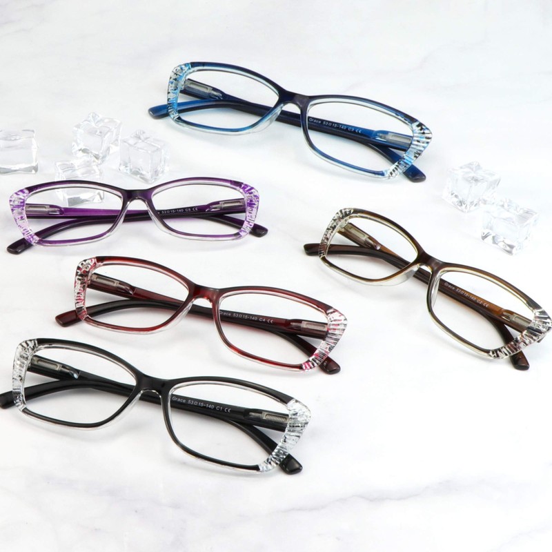 LifeArt 5 Pairs Reading Glasses, Blue Light Blocking Glasses, Computer