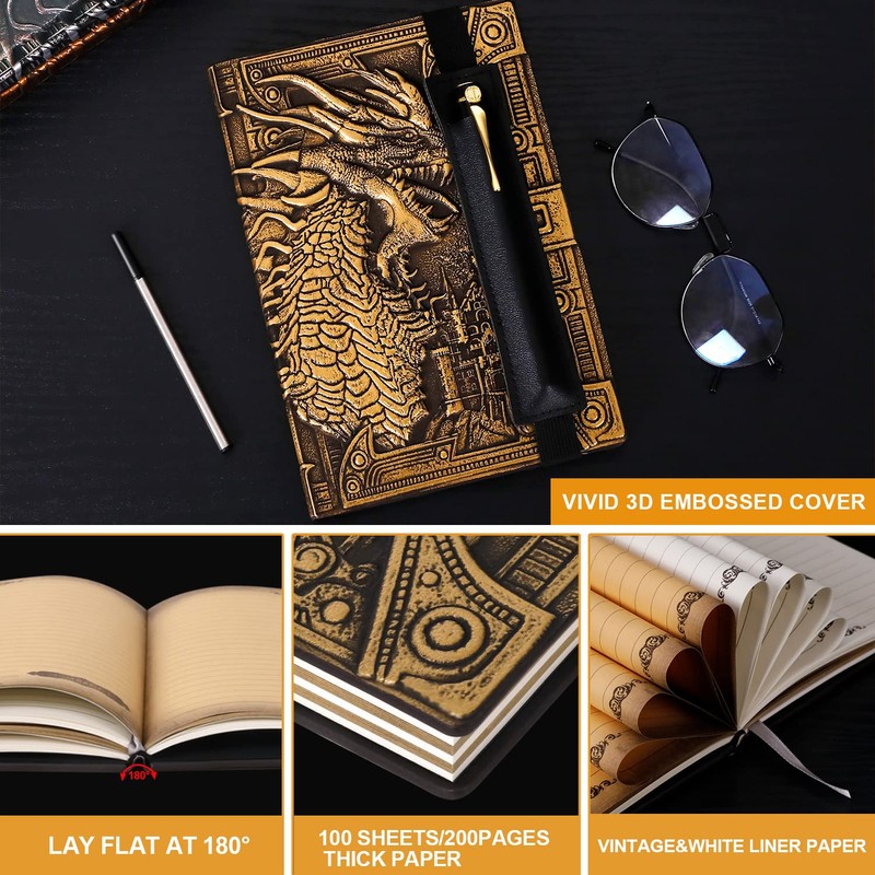DND Dragon Notebook 3D Embossed Leather Diary A5 Antigue Travel