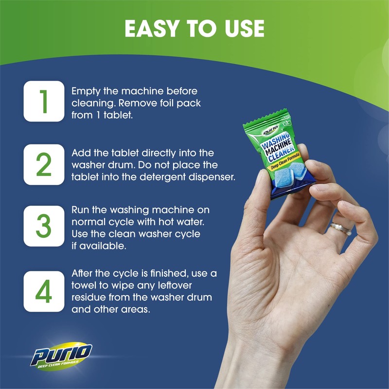 Purio Washing Machine Cleaner Tablets 24-Ct Deep Cleaning Formula Washer